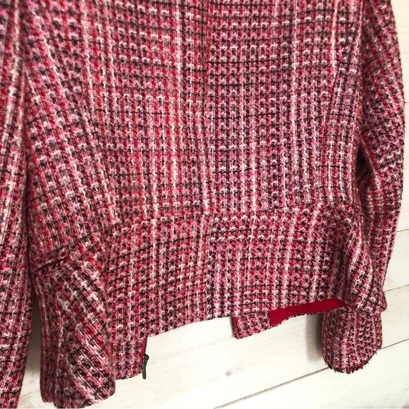 White House Black Market Tweed Moto Blazer Jacket • Pink / Reds • Sz 6 • EUC - Picture 11 of 13